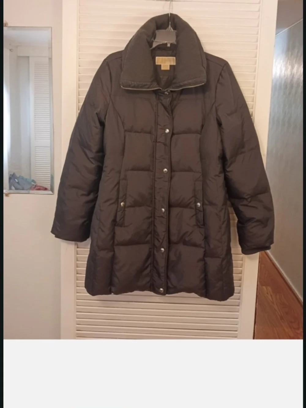 Michael Kors Black Quilted Puffer Coat with High Collar